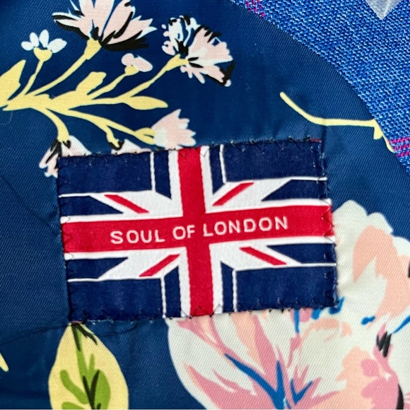 Soul Of London Sports Coat Blazer Size 38R Blue Pink Floral Spring EUC - Picture 11 of 15